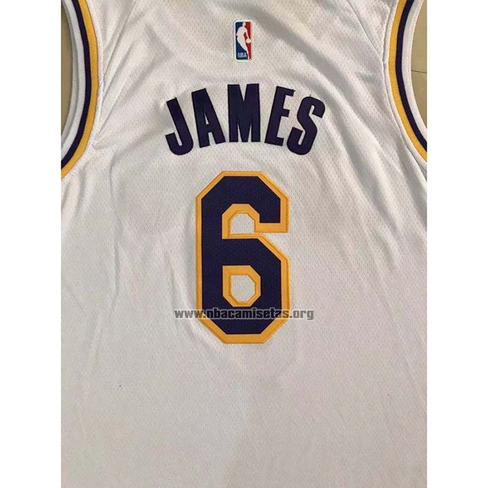 Camiseta Los Angeles Lakers LeBron James NO 6 Association 2021-22 Blanco